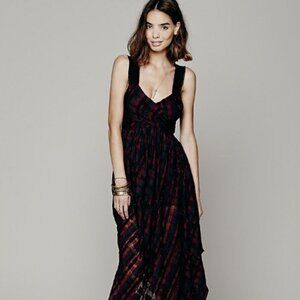 Free People maxi dress burgundy black Rare M